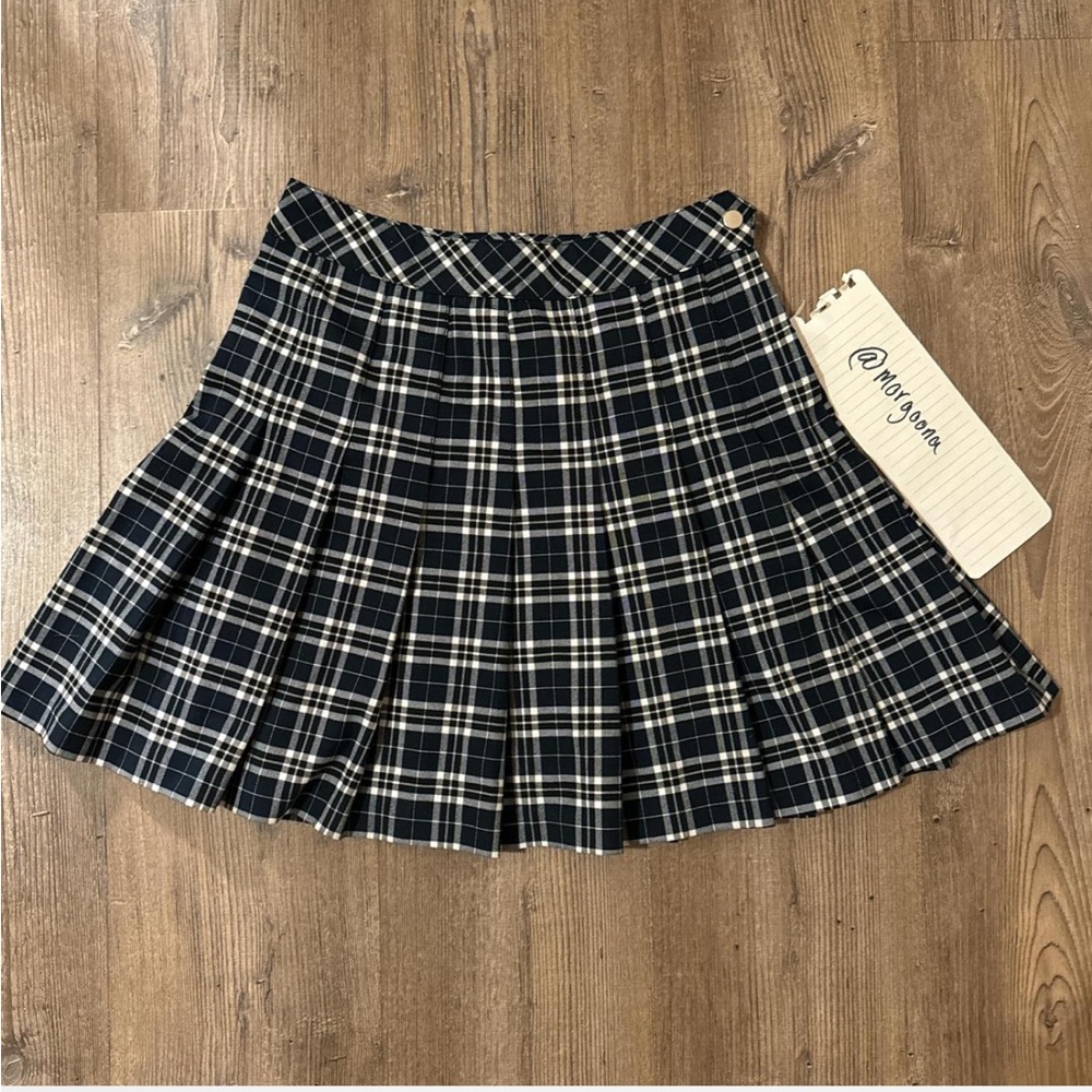 Plaid Navy and White Women's Skirt